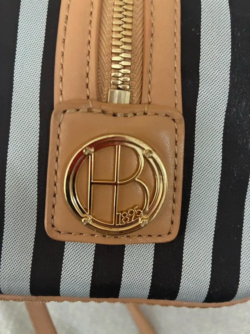 Henri Bendel EUC Mini Stripe Nylon & Leather Crossbody / Satchel Bag @9”x 7” - Picture 11 of 16
